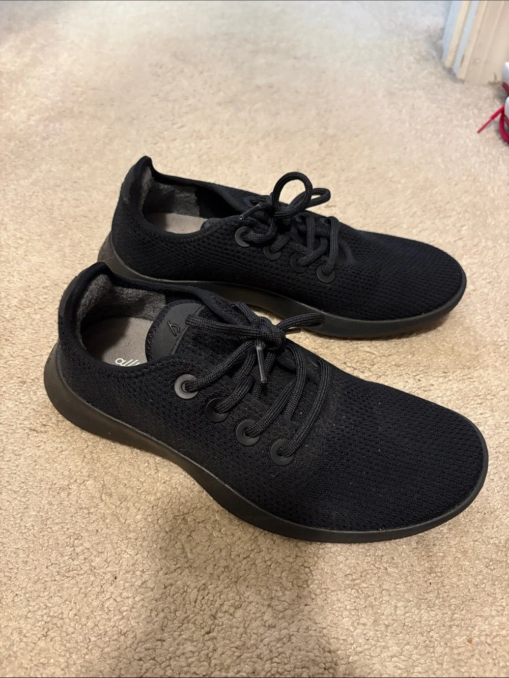 allbirds Black Knit Lace-Up Sneakers